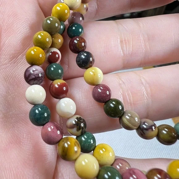 5.3mm Alashan Agate Multicolor Beaded 3 Laps Bracelet Or Necklace Natural Quartz - Picture 6 of 11